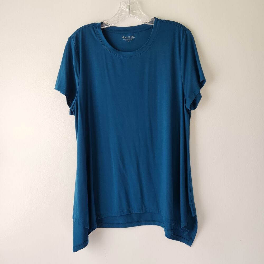 Athleta Top Women XL Dark Teal Tunic Activewear Longline Fitness Athleisure Chic